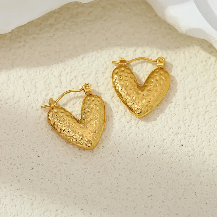 LoveLoom Textured Heart Hoops
