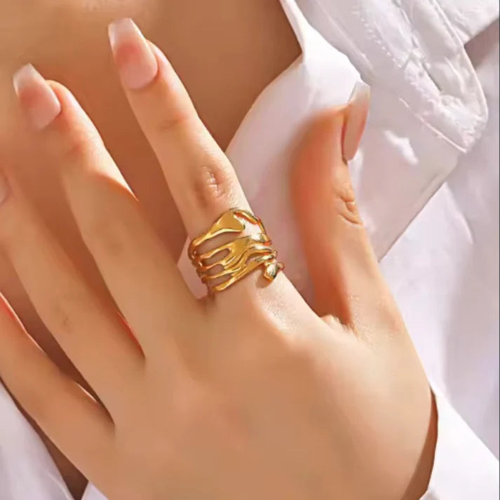 Golden Flow Adjustable Ring