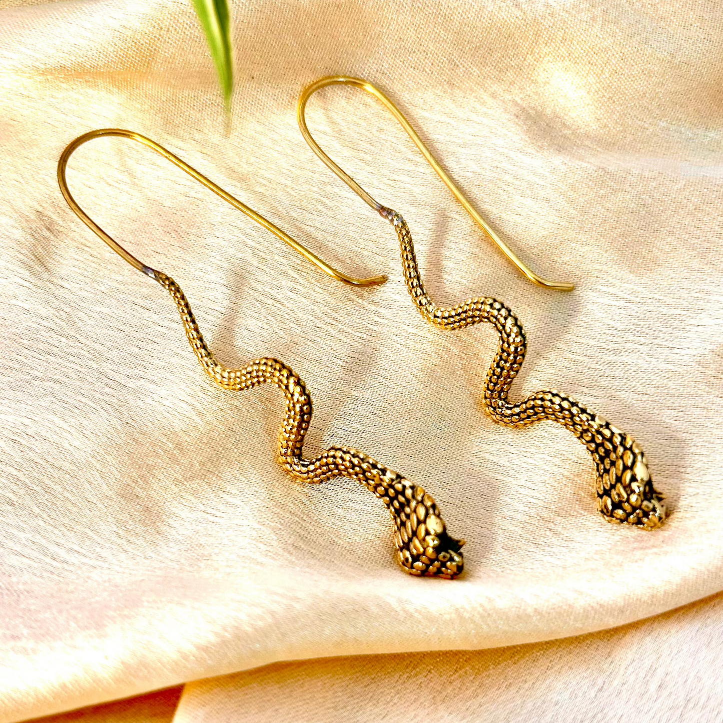 Golden Serpent Dangle Earrings – JewelShala Bling