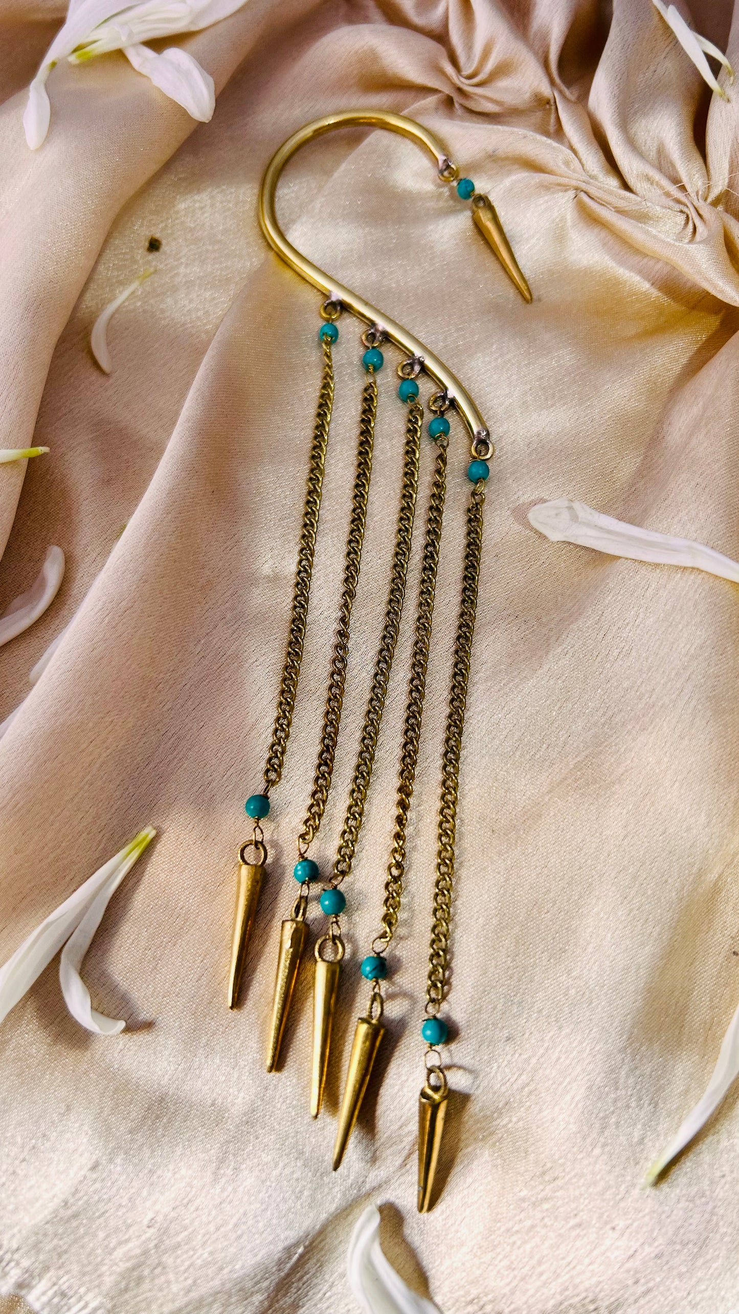 Golden Turquoise Drape Ear Cuff