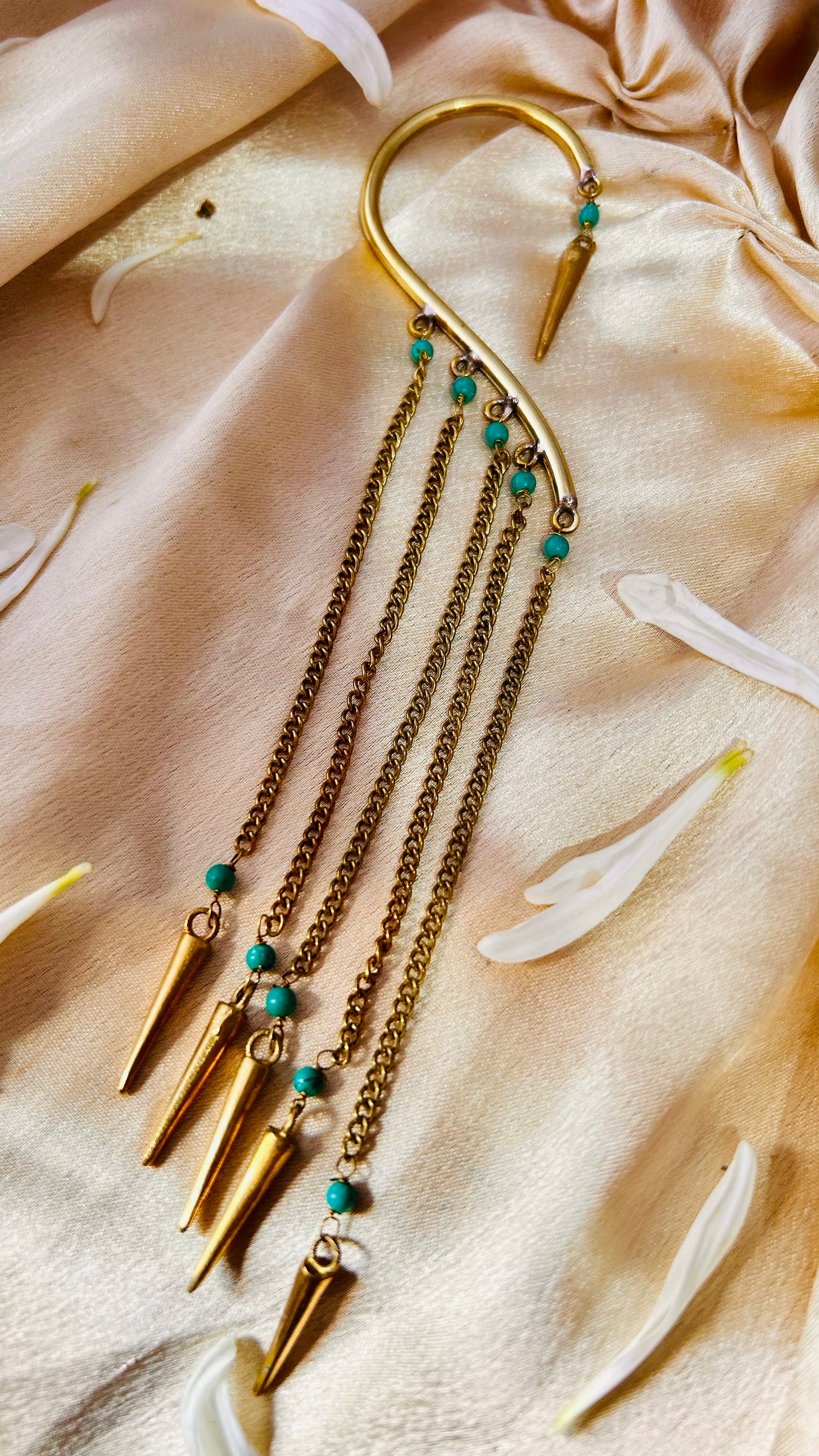 Golden Turquoise Drape Ear Cuff