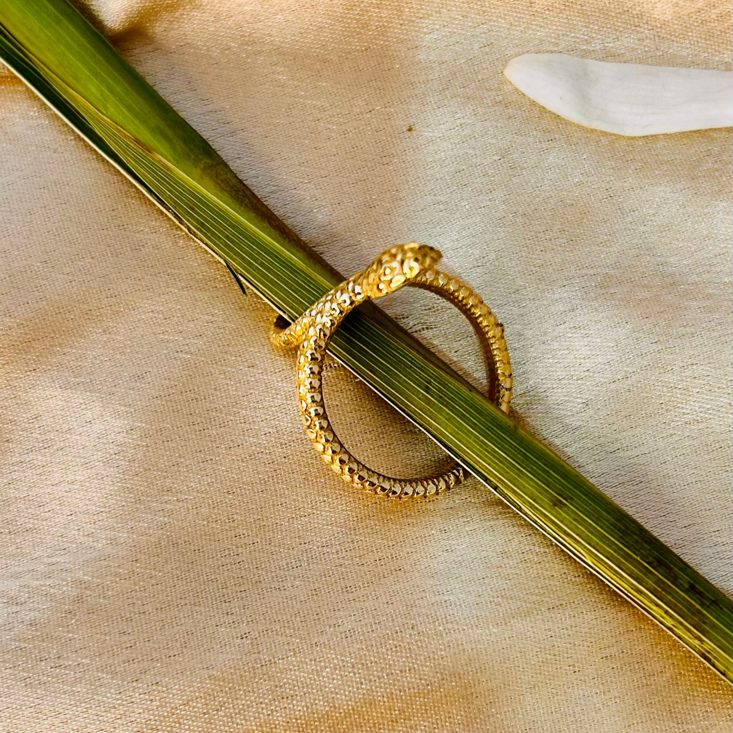 JewelShala Bling Golden Serpent Ring – Adjustable Statement Snake Ring