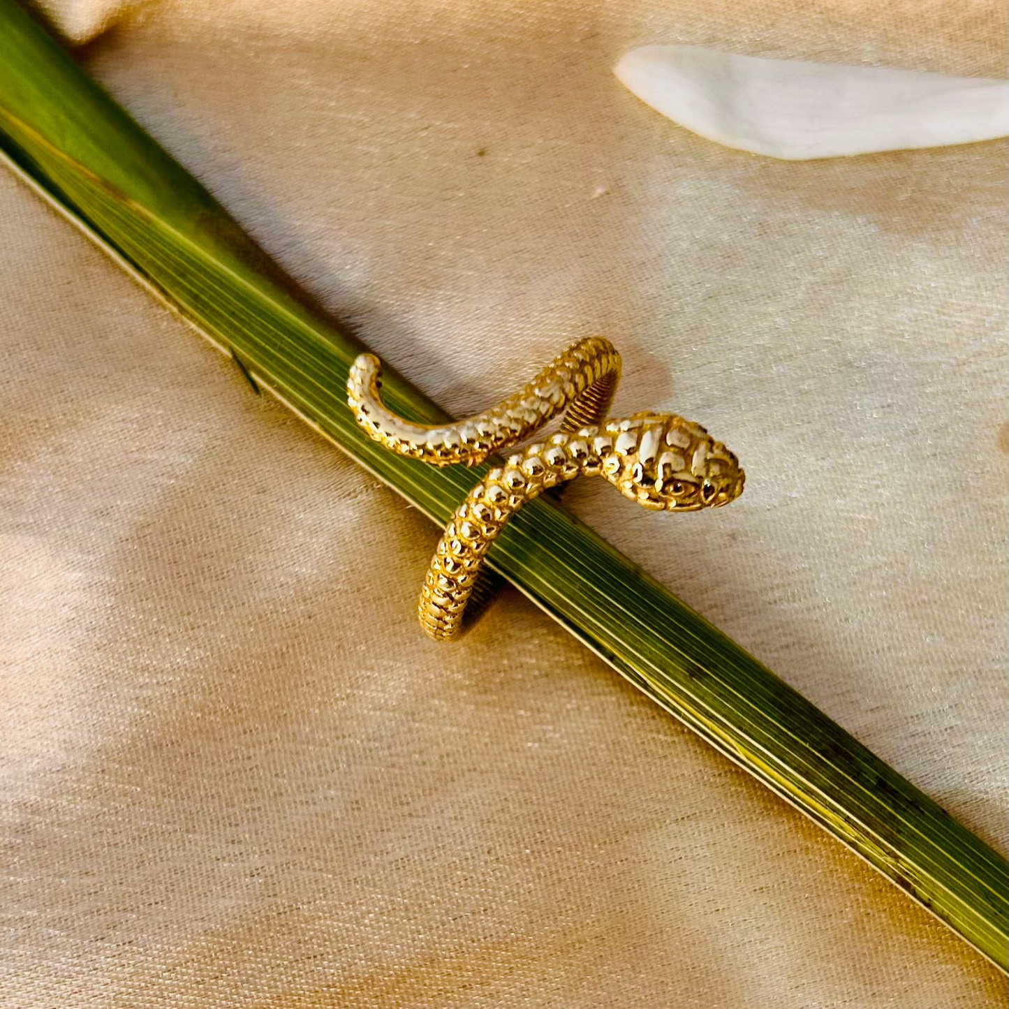 JewelShala Bling Golden Serpent Ring – Adjustable Statement Snake Ring