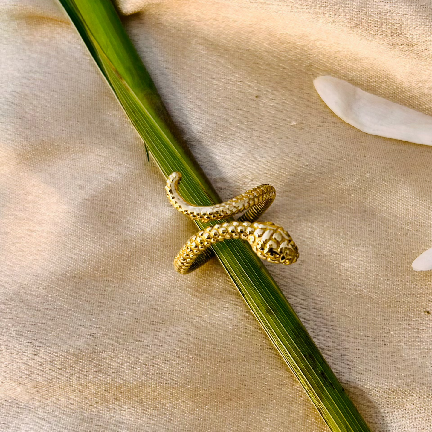 JewelShala Bling Golden Serpent Ring – Adjustable Statement Snake Ring