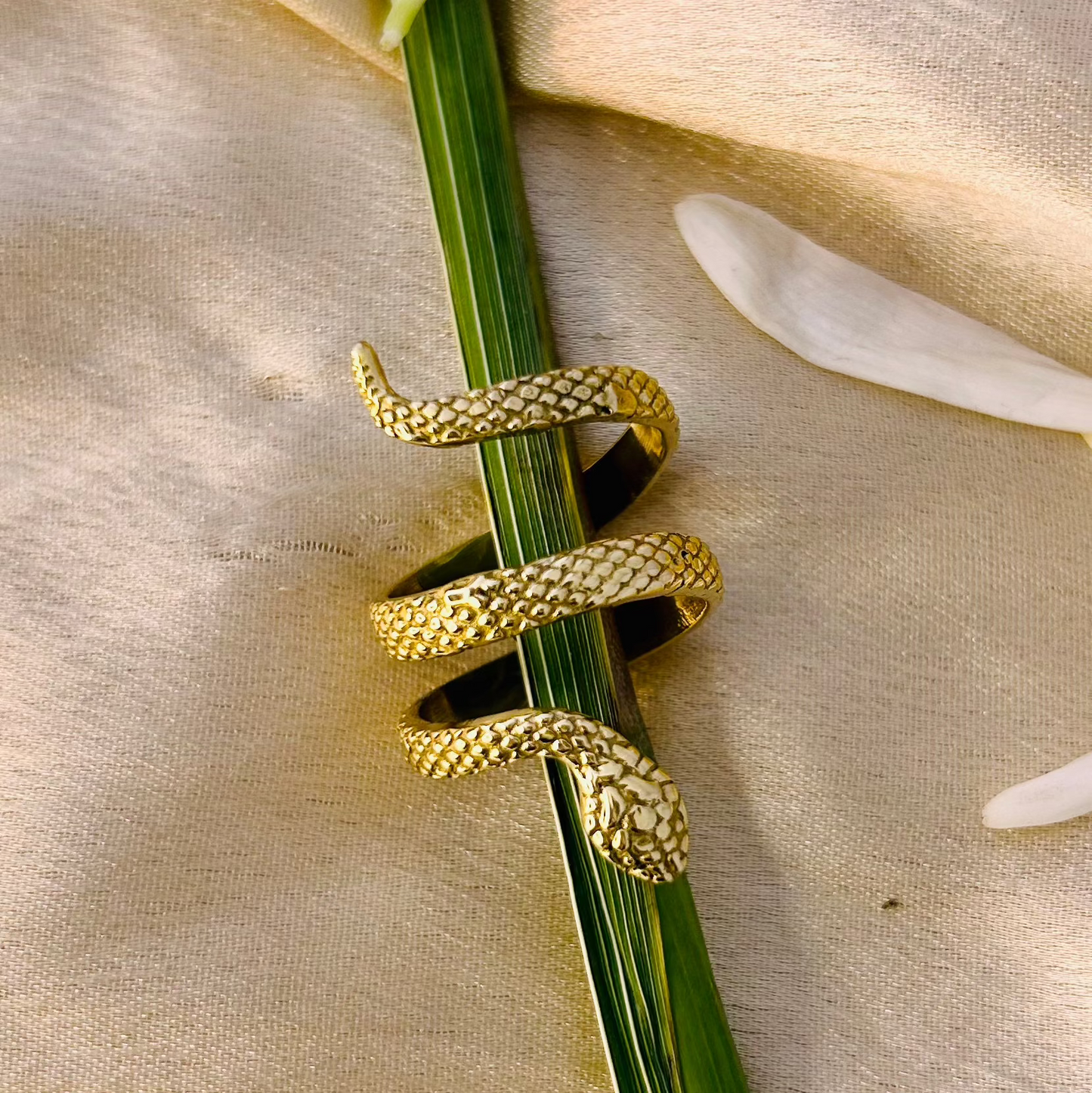 Golden Serpent Glam - Adjustable Snake Ring