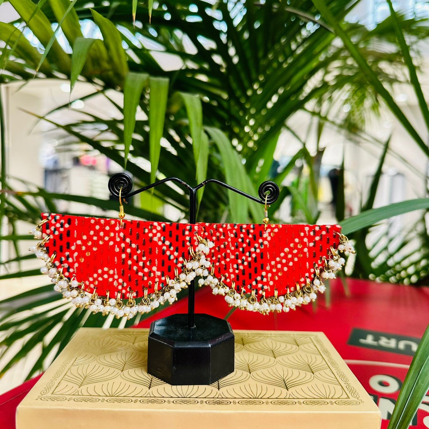 Laal Pankh – Handcrafted Bandhani Wing Earrings