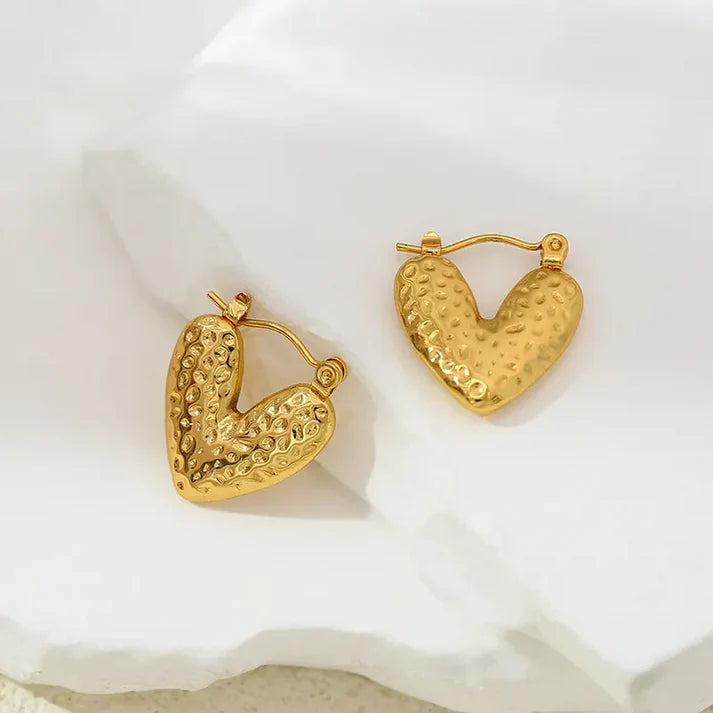 LoveLoom Textured Heart Hoops